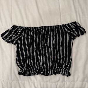 H&M black and white striped off the shoulder top
